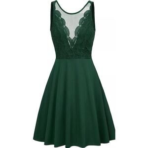 fitted lace wedding dress Lace Up Fit and Flare Party Dress in Green 12 / Green main image 1